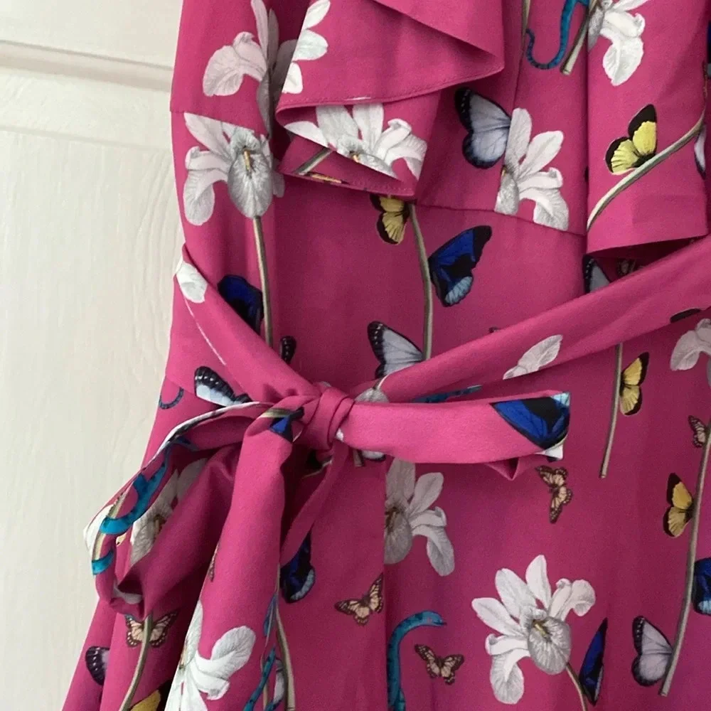 Borgo De Nor Dress Fuchsia Butterfly Floral Printed Maxi Dress Size UK 8 US‎ 4 - Picture 5 of 12